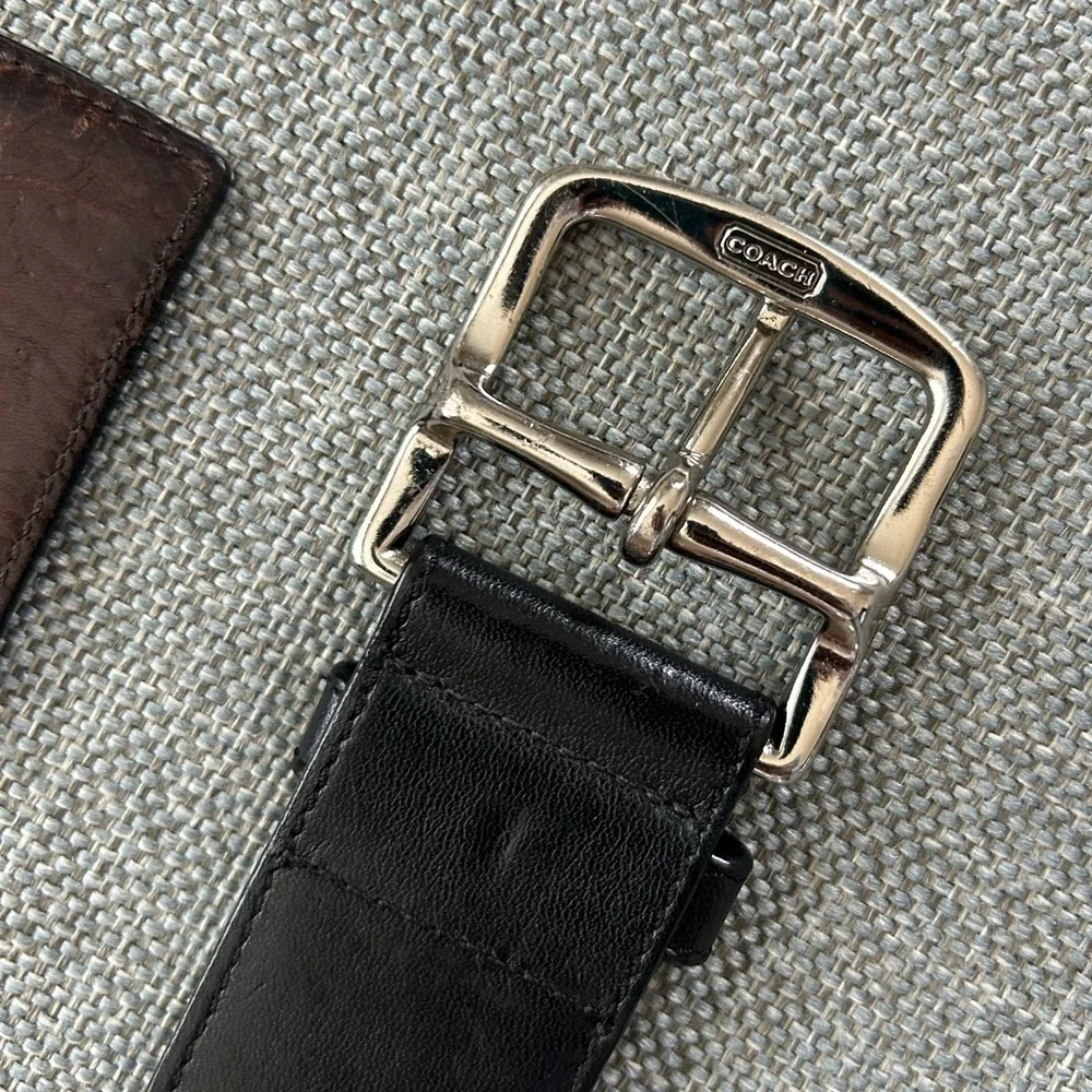 Coach C Black Canvas Leather Belt Size Small